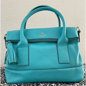 Kate Spade Turquoise pebble leather w/ Goldtone hardware & Tassel handbag